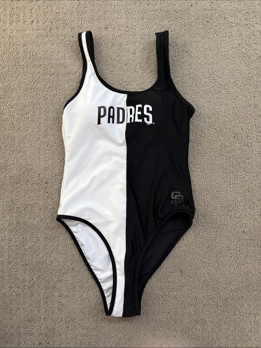 San Diego Padres Black & White One-Piece Swimsuit/Bodysuit
